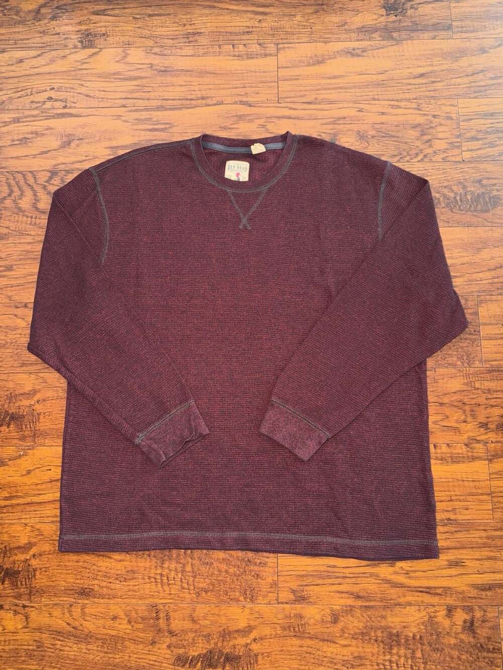 Red Head Brand Co. Men's XL Long Sleeve Crew Neck Thermal Pullover Red Black Bur